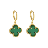 Brinco Aurora  Dourado de Trevo com Zircônia Esmeralda