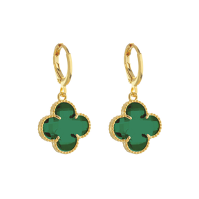 Brinco Aurora  Dourado de Trevo com Zircônia Esmeralda