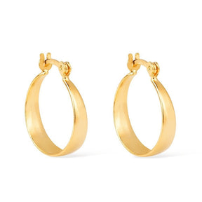 Brinco Dourado de Argola Média Lisa Chapada