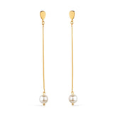 Brinco Greta Dourado de Corrente com Pérola