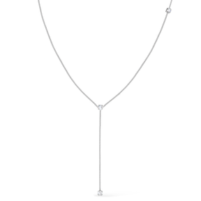 Colar Agata Prateado Gravatinha com Pontos de Luz